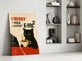 Coffee Cat Energy Glass Wall Art