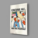 Geese Pooping Humor Glass Wall Art