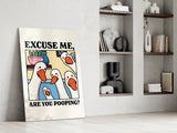 Geese Pooping Humor Glass Wall Art