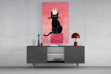 Black Cat Toilet Paper Glass Wall Art