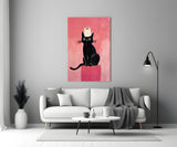 Black Cat Toilet Paper Glass Wall Art