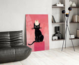 Black Cat Toilet Paper Glass Wall Art
