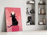 Black Cat Toilet Paper Glass Wall Art