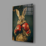 Boxing Bunny Glass Wall Art