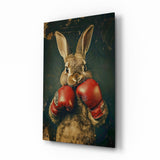 Boxender Hase Glasbild - 72x46 cm