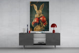 Boxing Bunny Glass Wall Art