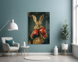 Boxing Bunny Glass Wall Art
