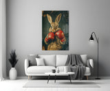 Boxing Bunny Glass Wall Art
