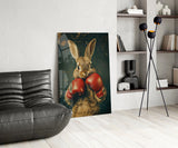 Boxing Bunny Glass Wall Art