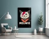 Meowie Bowie Cat Glass Wall Art