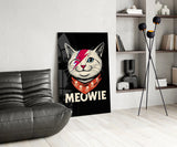 Meowie Bowie Cat Glass Wall Art