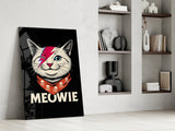 Meowie Bowie Cat Glass Wall Art