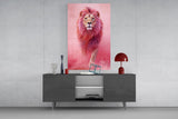 Elegant Red Lion Glass Wall Art