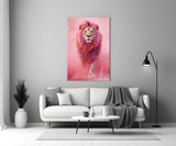 Elegant Red Lion Glass Wall Art