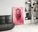 Elegant Red Lion Glass Wall Art