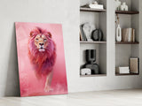 Elegant Red Lion Glass Wall Art