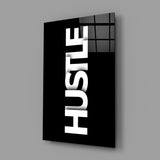 Hustle Bold Black Glass Wall Art