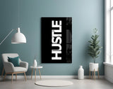Hustle Bold Black Glass Wall Art