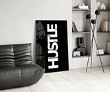 Hustle Bold Black Glass Wall Art