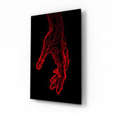 Abstrakte rote Handkontur Glasbild - 72x46 cm