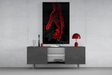 Abstract Red Hand Outline Glass Wall Art