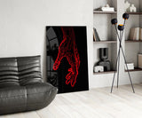Abstract Red Hand Outline Glass Wall Art