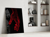 Abstract Red Hand Outline Glass Wall Art
