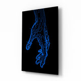 Quadro in vetro Silhouette di mano blu fluida - 72x46 cm