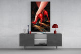 Elegant Red Stiletto Heels Glass Wall Art