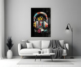 Urban Graffiti Headphones Glass Wall Art