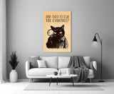 Vintage Cat Detective Glass Wall Art