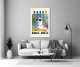 Sassy Llama in Sunglasses Glass Wall Art