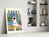 Sassy Llama in Sunglasses Glass Wall Art