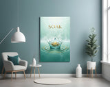 Soak Golden Lotus Water Crown Glass Wall Art