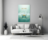 Soak Golden Lotus Water Crown Glass Wall Art