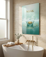Tableau en verre Soak Golden Lotus Water Crown - 72x46 cm