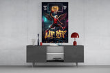 Liftoff Red Eagle Basketball Dunk Glass Wall Art