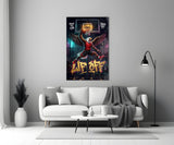 Liftoff Red Eagle Basketball Dunk Glass Wall Art