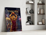 Throne Crowned Lion Basketball Glass Wall Art
