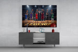 Legends Basketball Free Throw Lineup Glass Wall Art