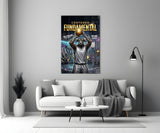 Fundamental Bull Basketball Street Court Glass Wall Art