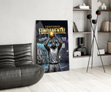 Fundamental Bull Basketball Street Court Glass Wall Art