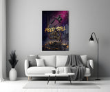 Hold Still Tattoo Machine Gold Dragon Glass Wall Art