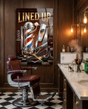 Quadro in vetro Lined Up Vintage Barbershop Emblem