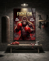Quadro in vetro Fight On Gorilla Boxer Red Gloves - 72x46 cm
