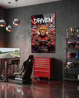 Tableau en verre Driven Cheetah Race Car Driver - 72x46 cm