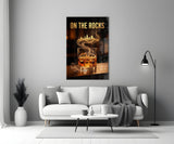 On the Rocks Gold Whiskey Skyline Glass Wall Art
