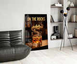 On the Rocks Gold Whiskey Skyline Glass Wall Art