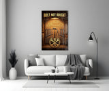 Built Not Bought Hot Rod Garage Glass Wall Art