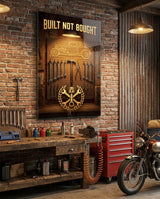 Glasbild Built Not Bought Hot Rod Garage - 72x46 cm